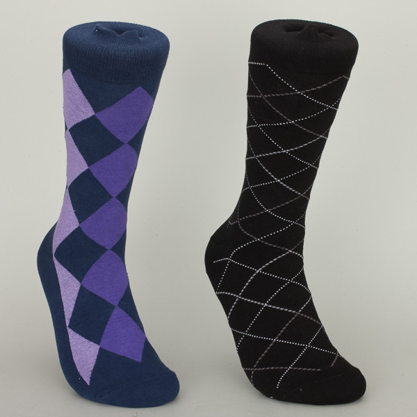 Μπλε/μαύρες κάλτσες φορεμάτων βαμβακιού Rhombbus για το επί παραγγελία μέγεθος νεαρών άνδρων